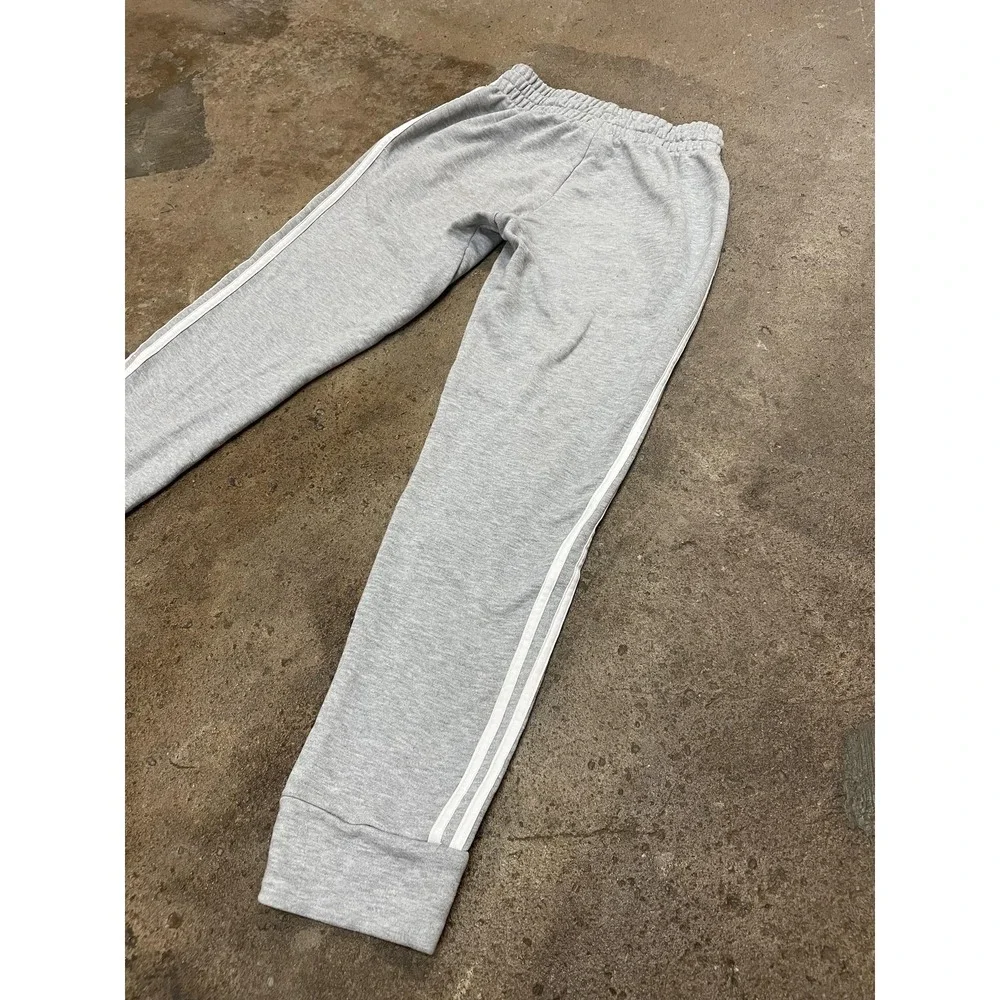 Adidas Sweatpants Youth‎ Small Gray 3-Stripes Jogger Ankle Athletic Gym Play